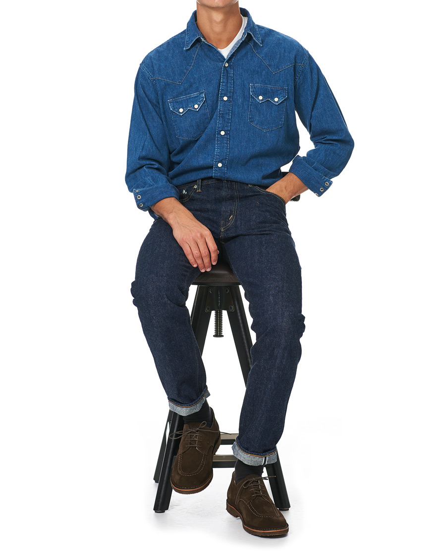 Hombres | Camisas | orSlow | Denim Western Shirt Washed Indigo