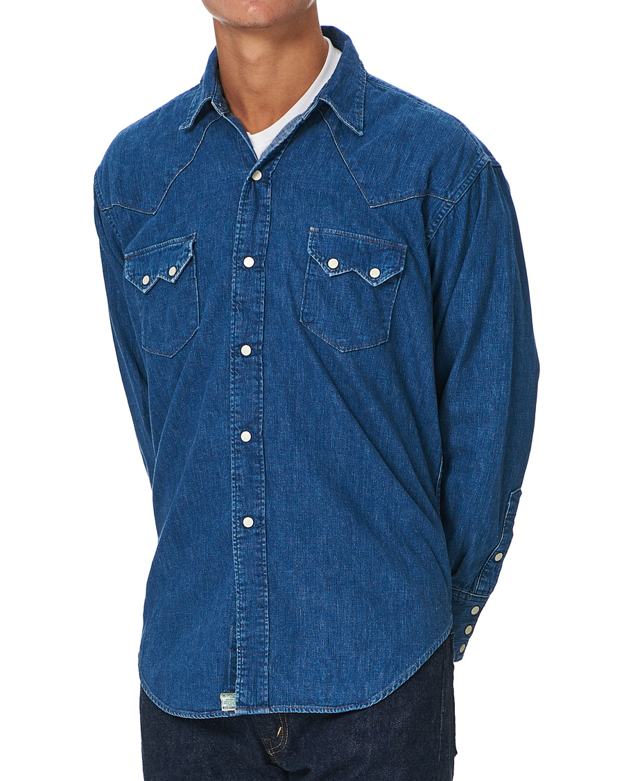 Hombres | Camisas | orSlow | Denim Western Shirt Washed Indigo