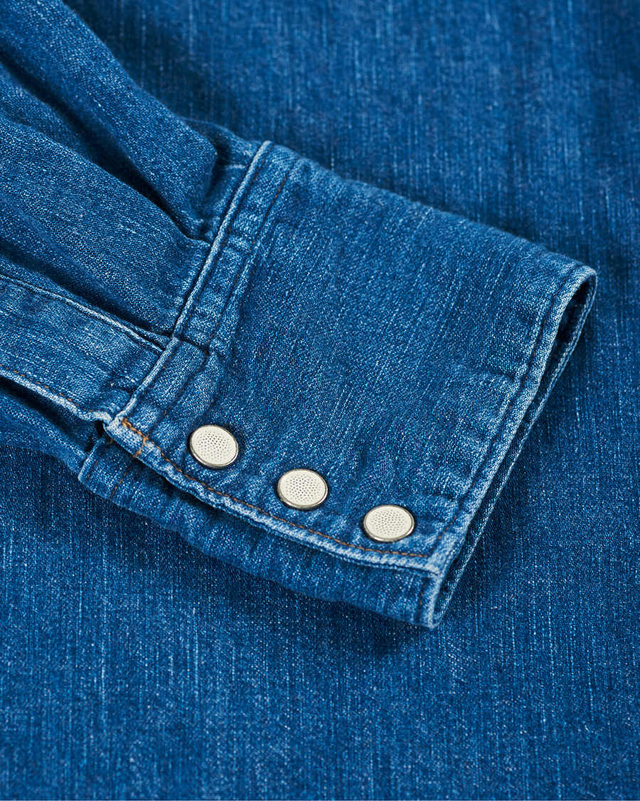 Hombres | Camisas | orSlow | Denim Western Shirt Washed Indigo