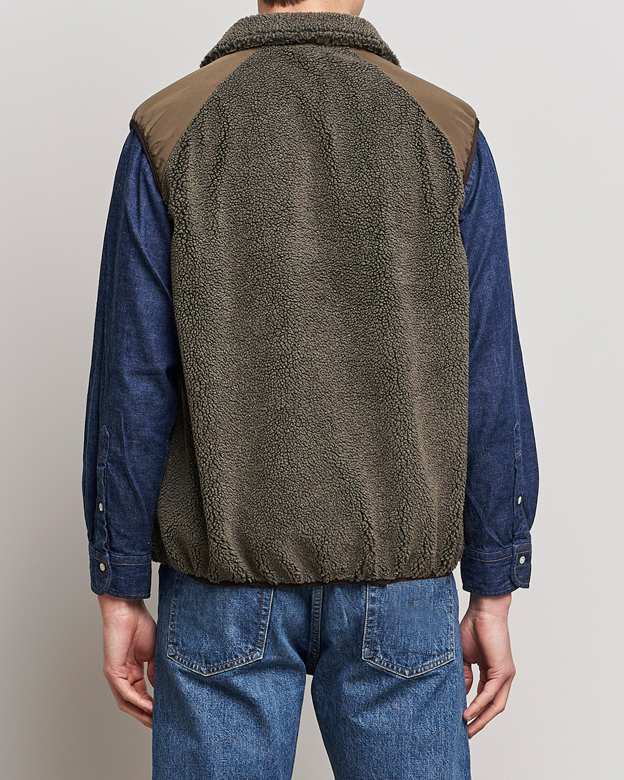 Hombres | Abrigos y chaquetas | orSlow | Boa Fleece Vest Army Green