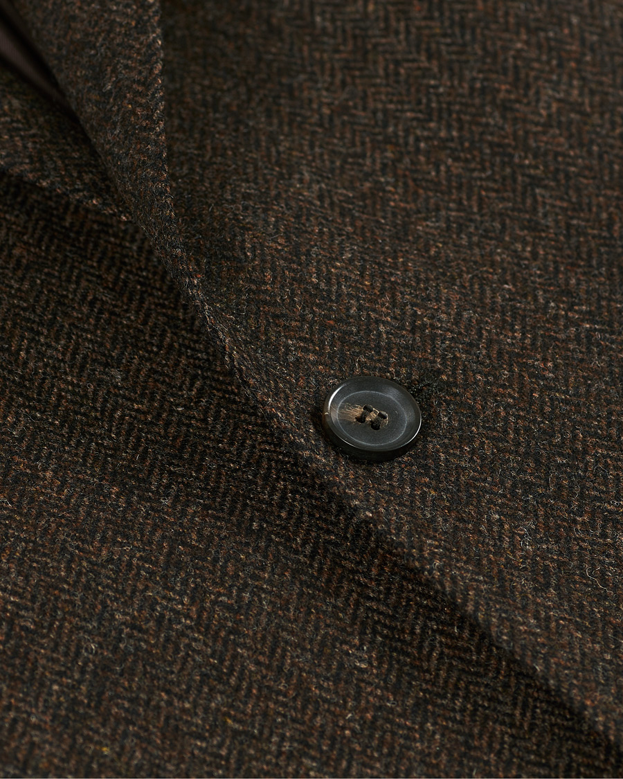 Hombres | Blazers | Oscar Jacobson | Fogerty Moon Herringbone Tweed Blazer Brown