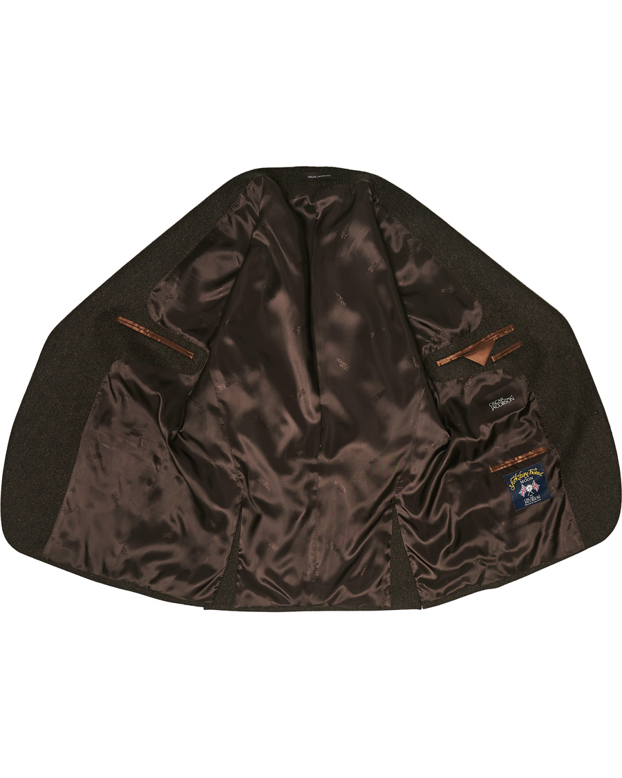 Hombres | Blazers | Oscar Jacobson | Fogerty Moon Herringbone Tweed Blazer Brown