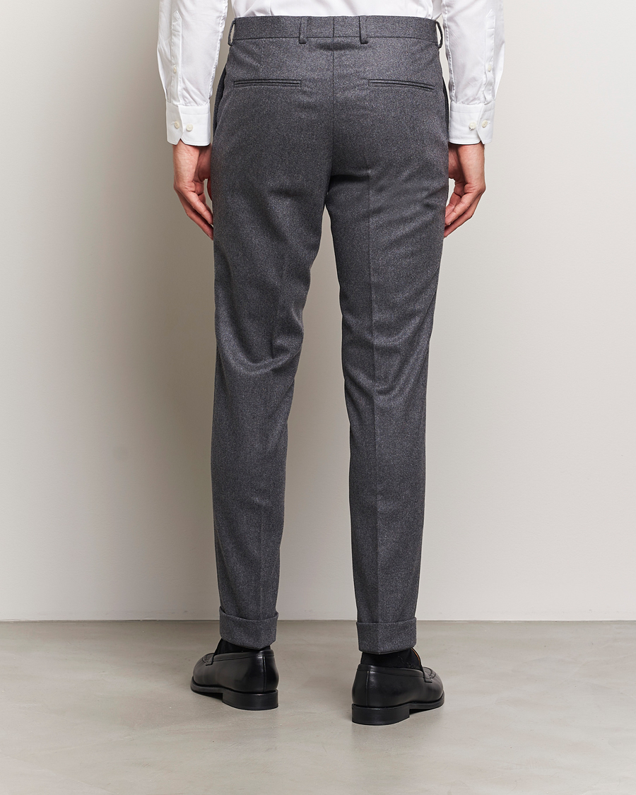 Hombres | Pantalones | Oscar Jacobson | Denz Turn Up Flannel Trousers Grey Melange
