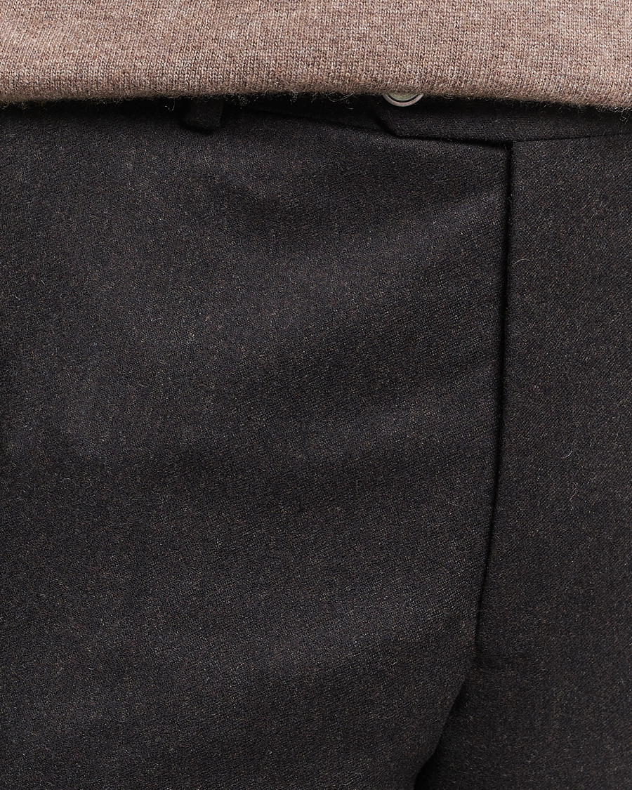 Hombres | Pantalones | Oscar Jacobson | Denz Turn Up Flannel Trousers Brown Melange