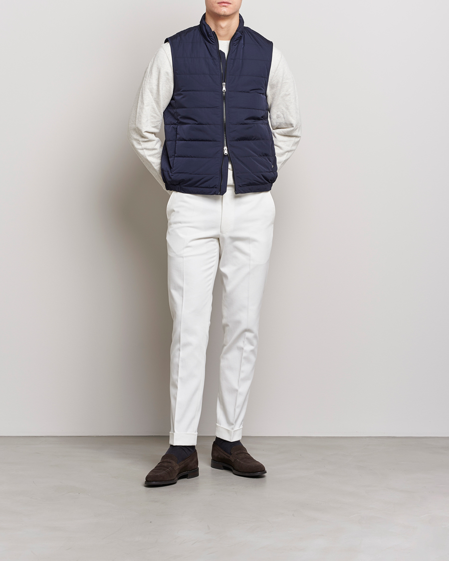 Hombres | Pantalones | Oscar Jacobson | Denz Brushed Cotton Turn Up Trousers Off White