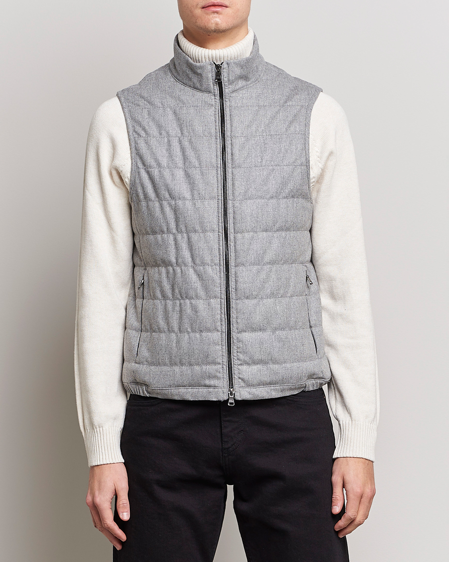 Hombres | Abrigos y chaquetas | Oscar Jacobson | Liner EVO Flannel Waistcoat Light Grey