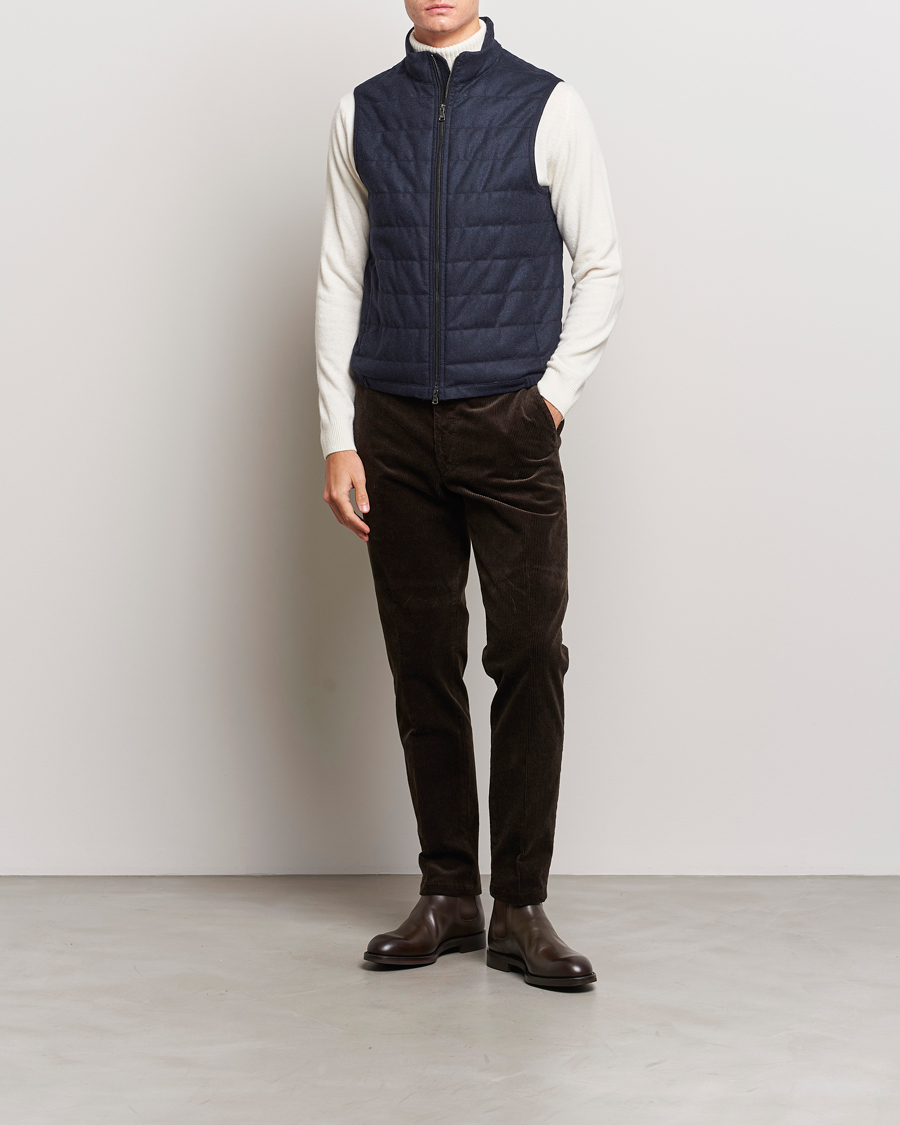 Hombres | Abrigos y chaquetas | Oscar Jacobson | Liner EVO Flannel Waistcoat Navy