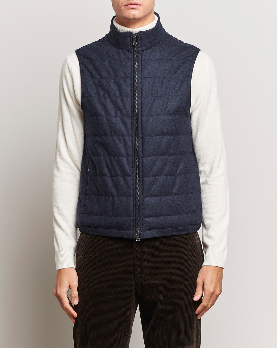 Hombres | Abrigos y chaquetas | Oscar Jacobson | Liner EVO Flannel Waistcoat Navy