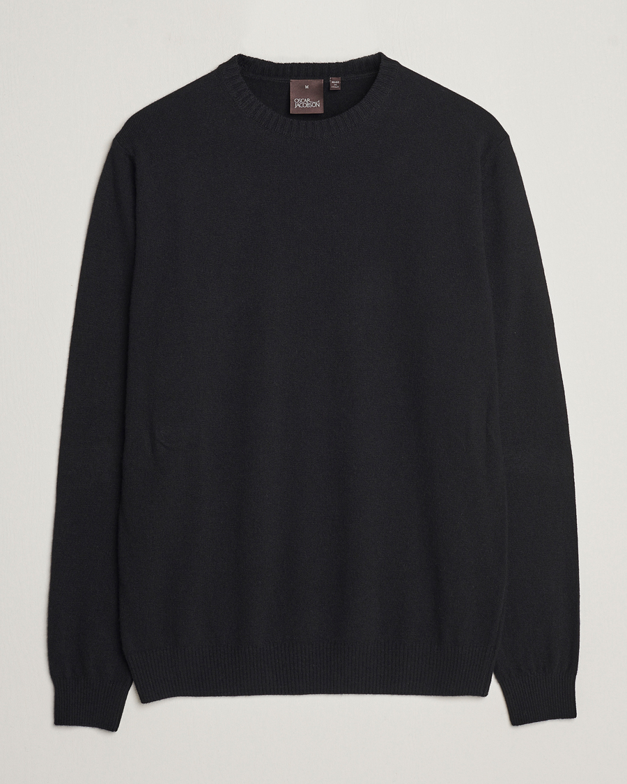 Hombres | Jerséis y prendas de punto | Oscar Jacobson | Valter Wool/Cashmere Round Neck Black