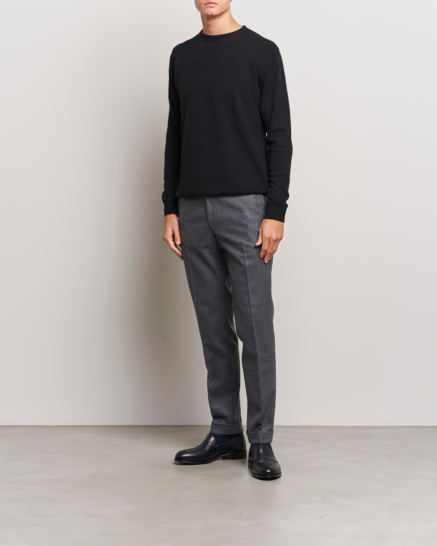 Hombres | Jerséis y prendas de punto | Oscar Jacobson | Valter Wool/Cashmere Round Neck Black