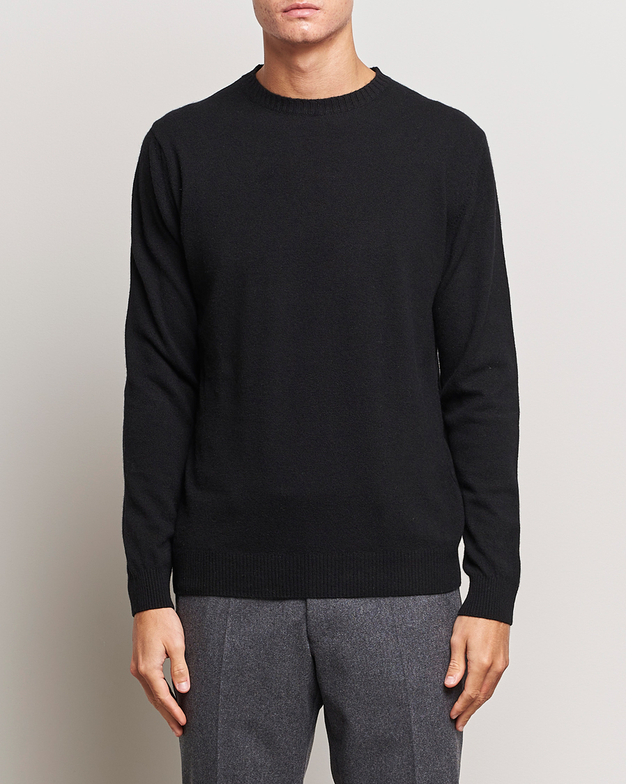 Hombres | Jerséis y prendas de punto | Oscar Jacobson | Valter Wool/Cashmere Round Neck Black