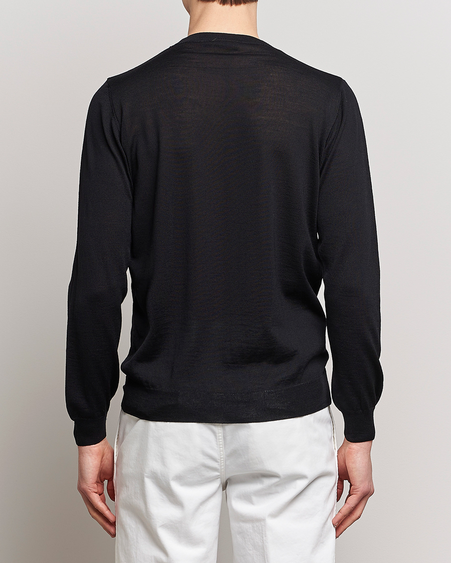 Hombres | Jerséis y prendas de punto | Oscar Jacobson | Custer Extra Fine Merino Crew Neck Black