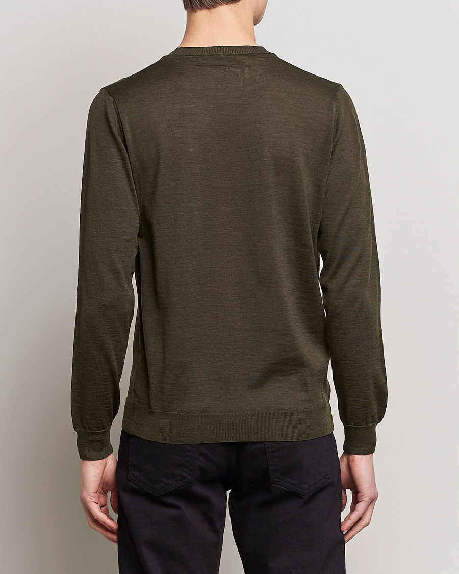 Hombres | Jerséis y prendas de punto | Oscar Jacobson | Custer Extra Fine Merino Crew Neck Green