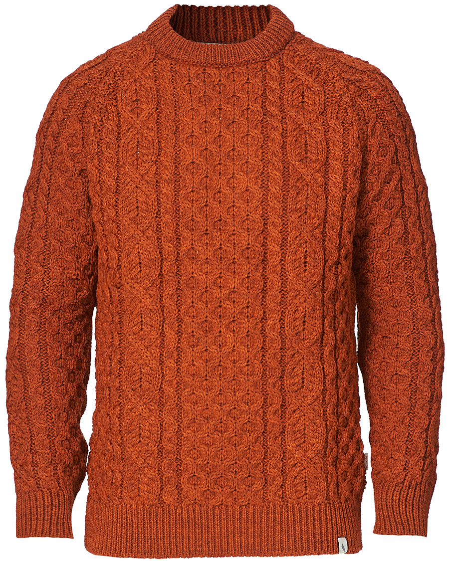 Hombres | Jerséis y prendas de punto | Peregrine | Hudson Wool Aran Knitted Jumper Orange