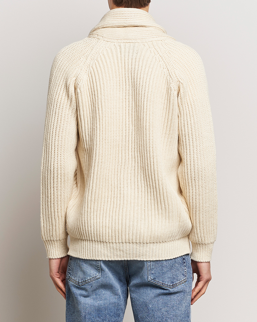 Hombres | Jerséis y prendas de punto | Peregrine | Wilkinson Ribbed Wool Cardigan Ecru
