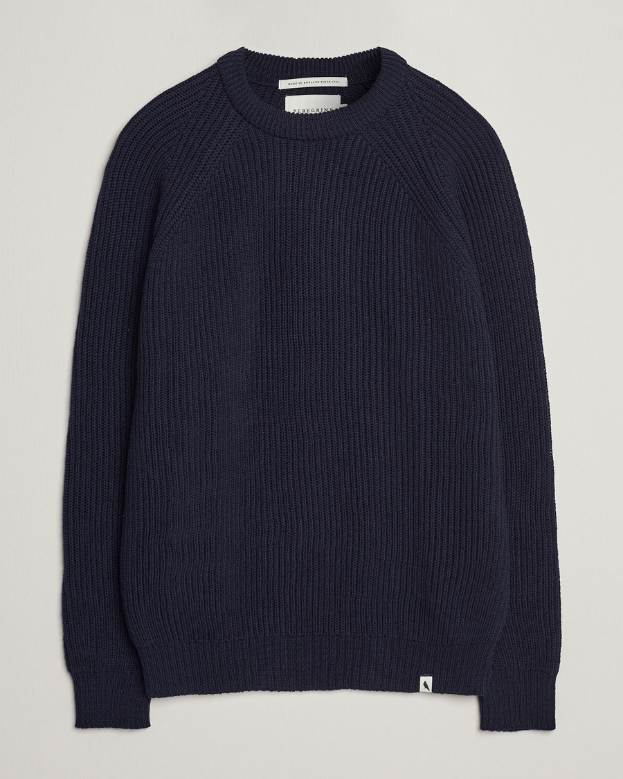 Hombres | Jerséis y prendas de punto | Peregrine | Ford Knitted Wool Jumper Navy