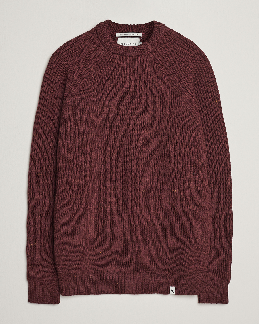 Hombres | Jerséis y prendas de punto | Peregrine | Ford Knitted Wool Jumper Shiraz