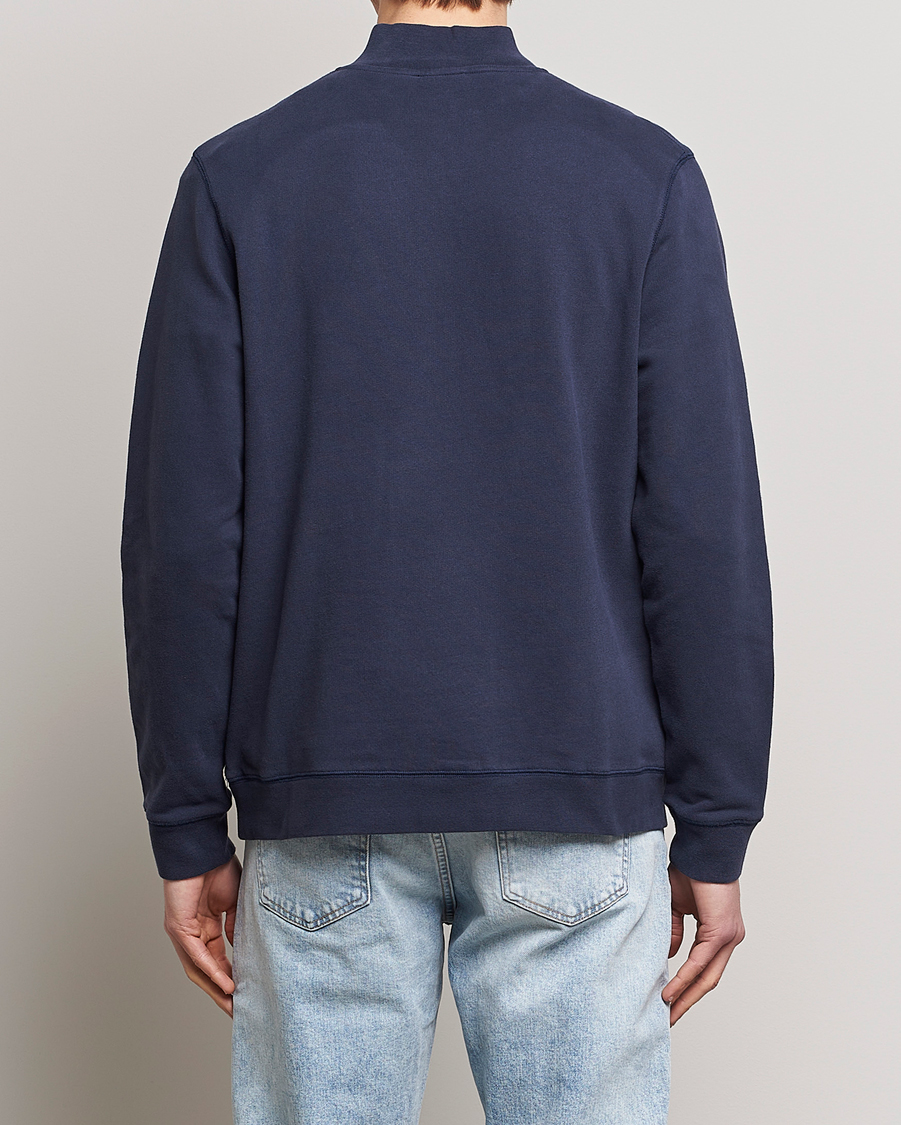 Hombres | Jerséis y prendas de punto | Sunspel | Loopback Half Zip Navy