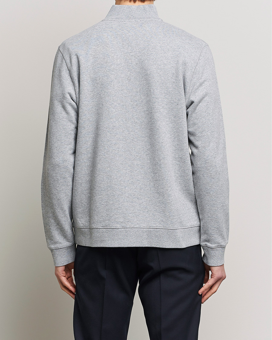 Hombres | Jerséis y prendas de punto | Sunspel | Loopback Half Zip Grey Melange