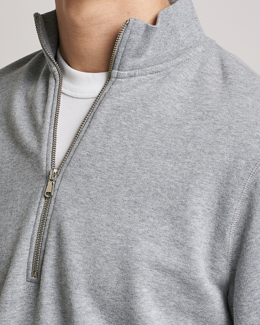 Hombres | Jerséis y prendas de punto | Sunspel | Loopback Half Zip Grey Melange