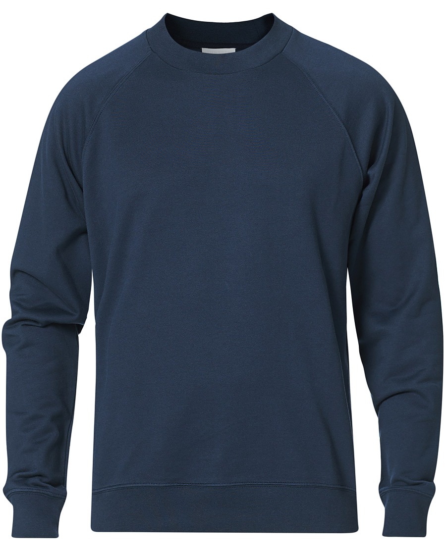 Hombres | Jerséis y prendas de punto | Sunspel | Sea Island Cotton Loopback Raglan Sweatshirt Navy