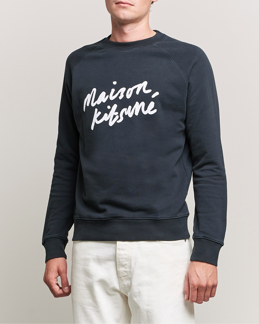 Hombres | Jerséis y prendas de punto | Maison Kitsuné | Handwriting Sweatshirt Anthracite