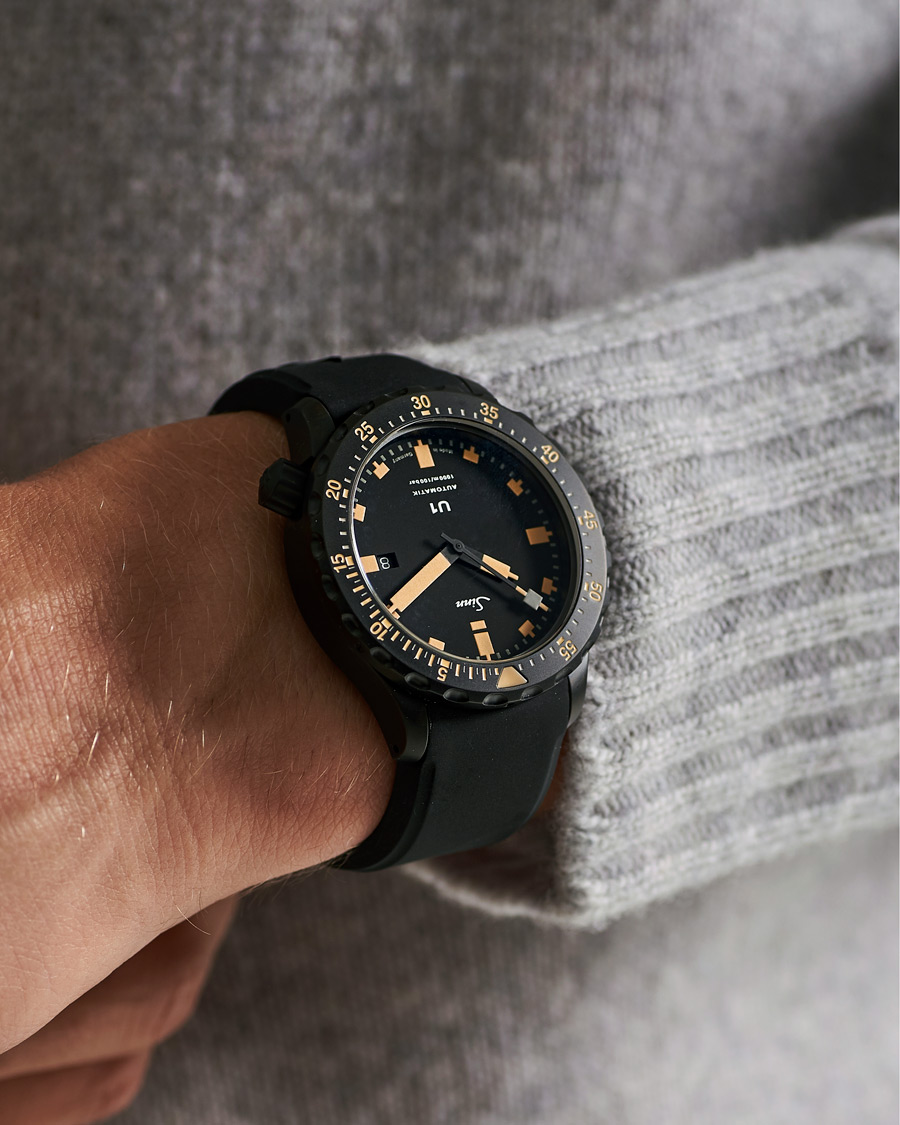Hombres | Fine watches | Sinn | U1 Black Hard Coating Diving Watch 44mm Black/Ivory
