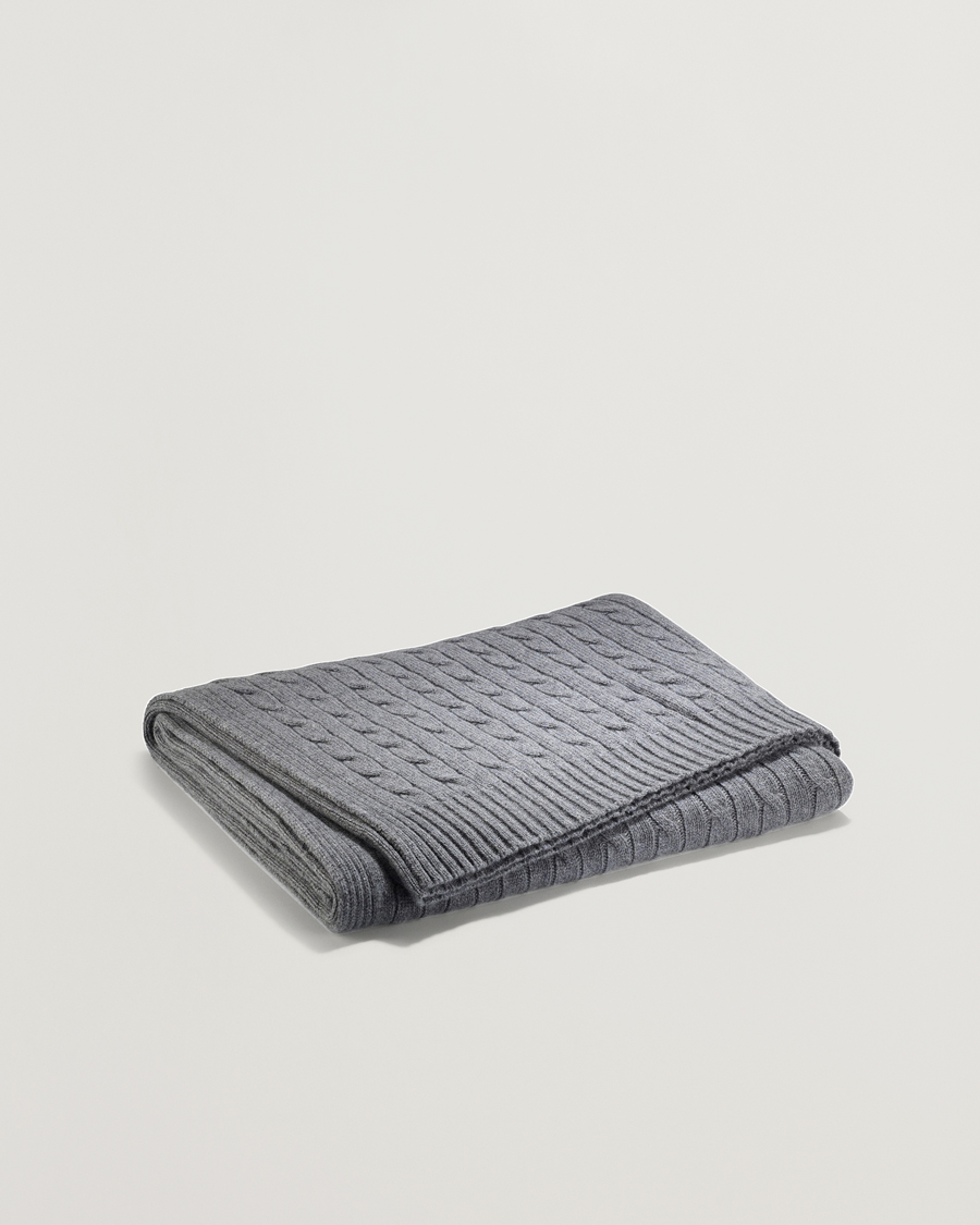 Hombres | Ralph Lauren Home Cable Knitted Cashmere Throw Heather Grey | Ralph Lauren Home | Cable Knitted Cashmere Throw Heather Grey