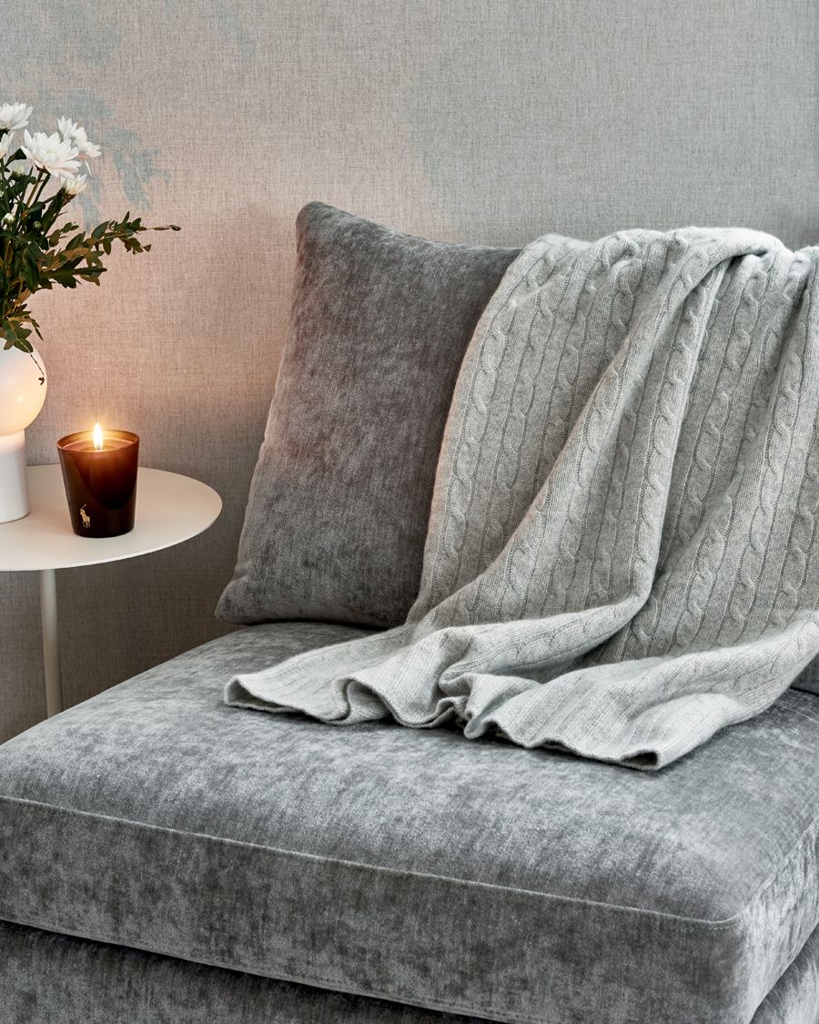 Hombres | Ralph Lauren Home Cable Knitted Cashmere Throw Heather Grey | Ralph Lauren Home | Cable Knitted Cashmere Throw Heather Grey