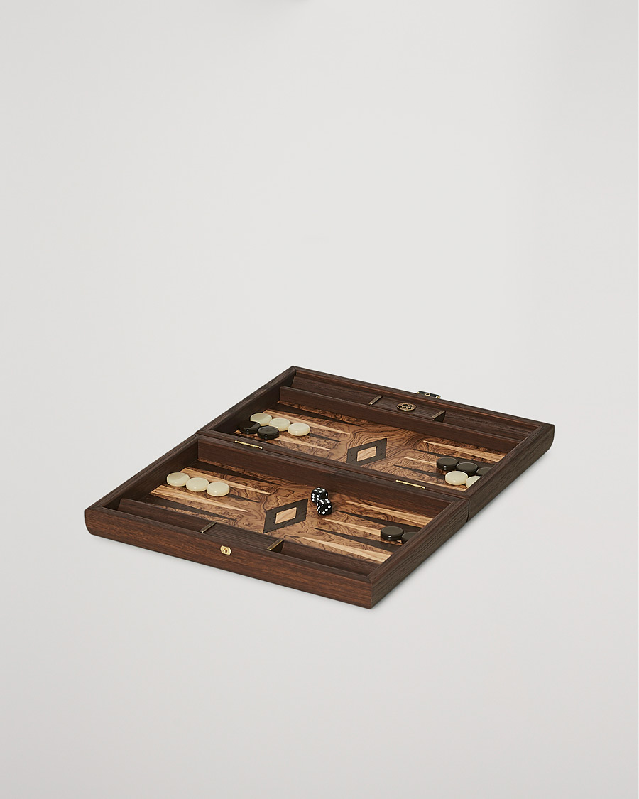 Hombres | Juegos | Manopoulos | Walnut Burl Small Backgammon With Side Racks