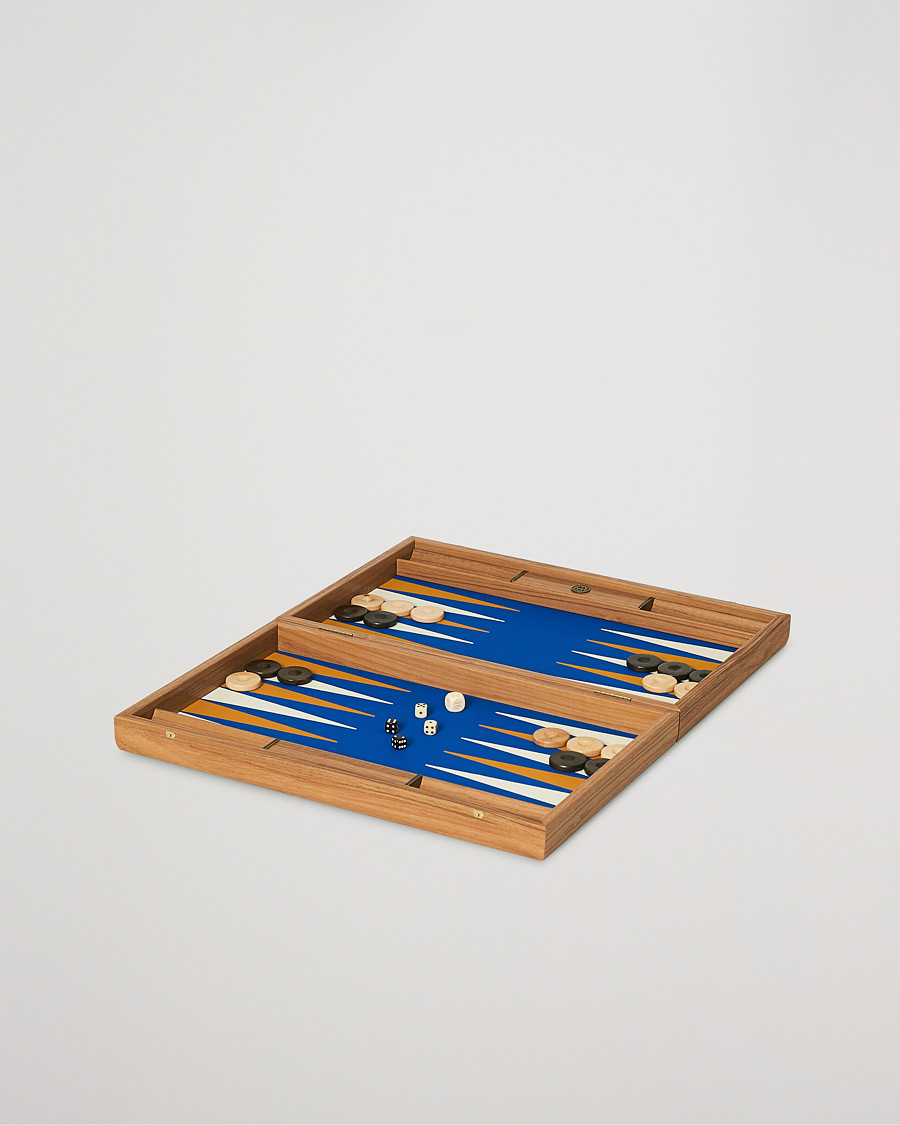 Hombres | Juegos | Manopoulos | Walnut Royal Blue Large Backgammon