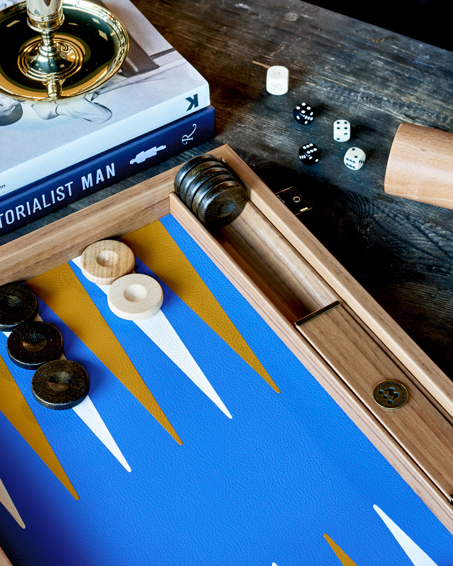 Hombres | Juegos | Manopoulos | Walnut Royal Blue Large Backgammon