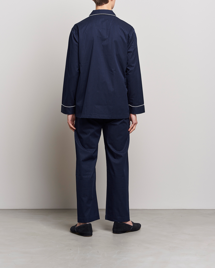Hombres | Pijamas y batas | Derek Rose | Royal Piped Cotton Pyjama Set Navy