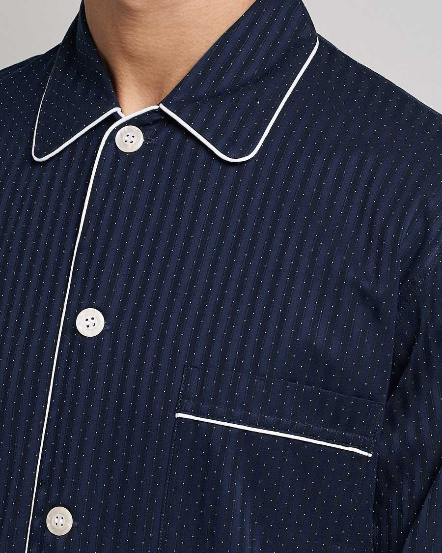 Hombres | Pijamas y batas | Derek Rose | Royal Piped Cotton Pyjama Set Navy