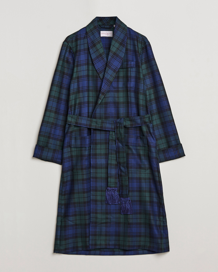 Hombres | Pijamas y batas | Derek Rose | Wool Tartan Dressing Gown Blackwatch