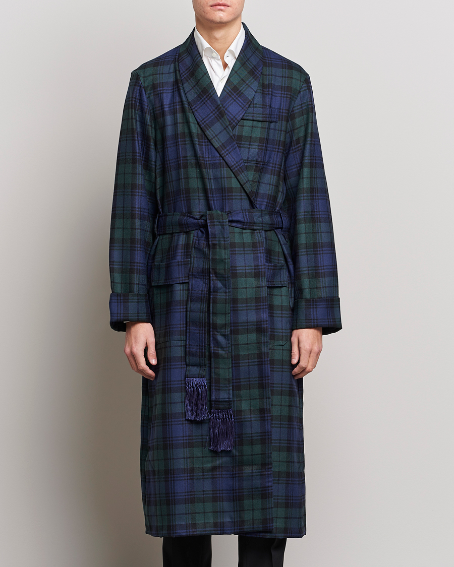 Hombres | Pijamas y batas | Derek Rose | Wool Tartan Dressing Gown Blackwatch