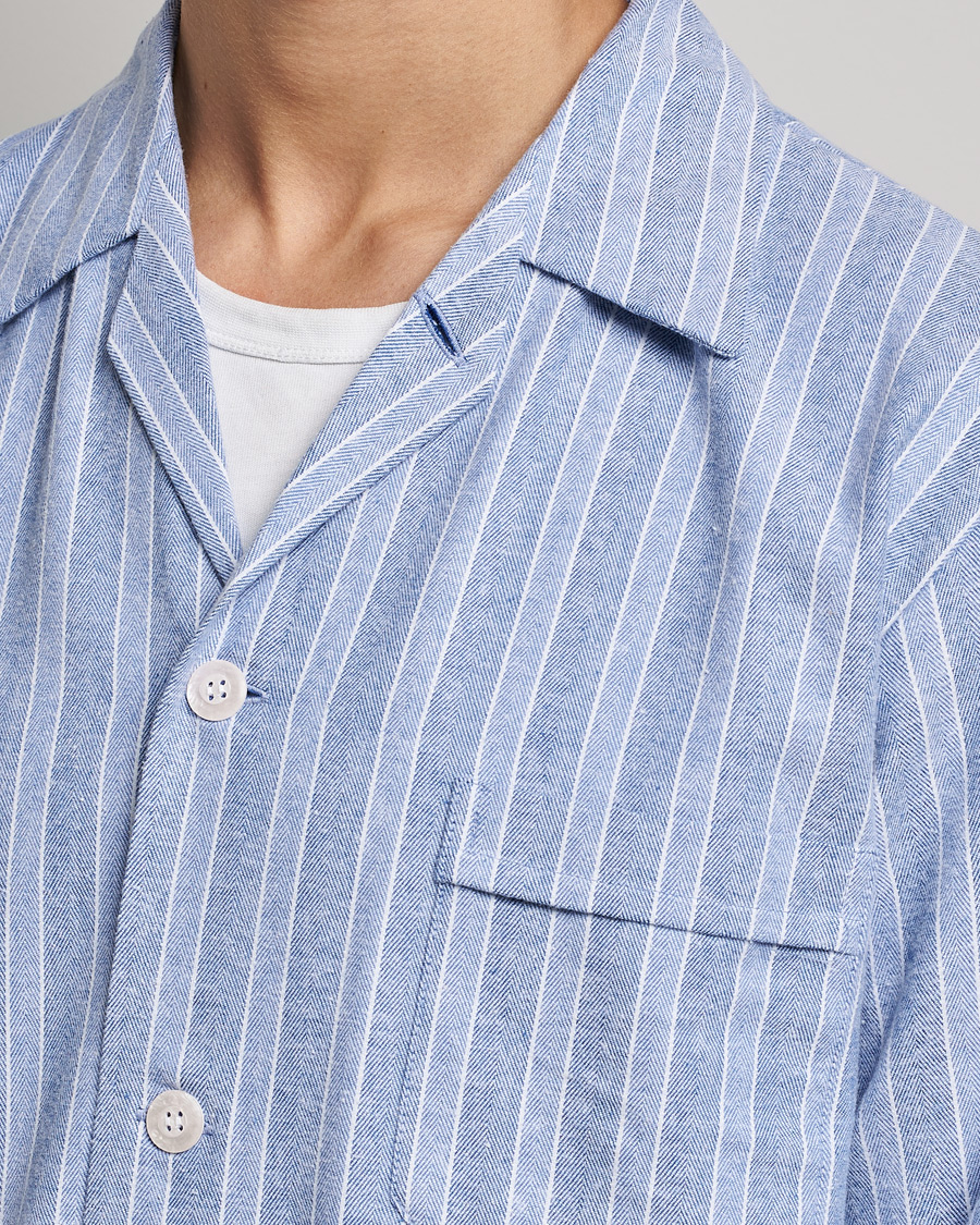 Hombres | Pijamas y batas | Derek Rose | Brushed Cotton Flannel Striped Pyjama Set Blue