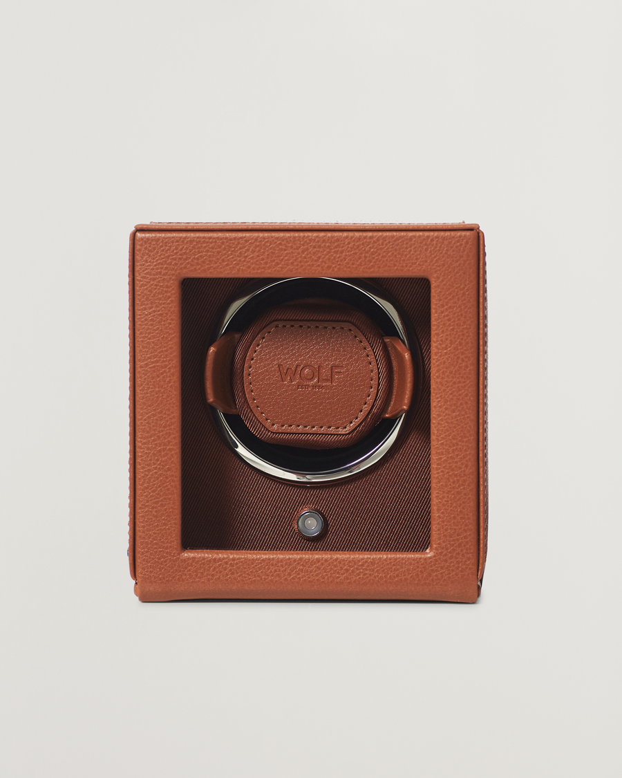 Hombres | Cajas para relojes y joyas | WOLF | Cub Single Winder With Cover Cognac