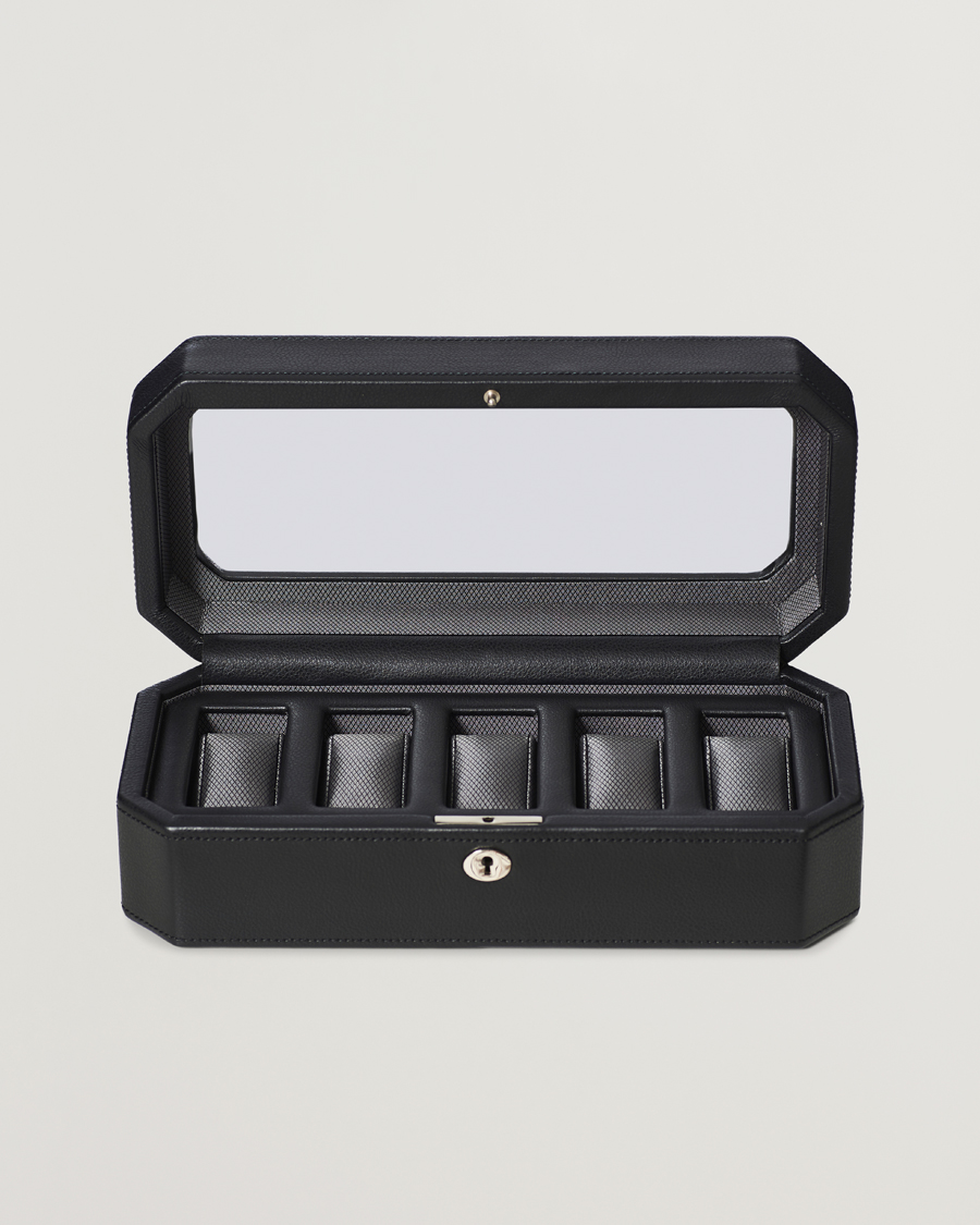 Hombres | WOLF Windsor 5 Piece Watch Box Black/Grey | WOLF | Windsor 5 Piece Watch Box Black/Grey