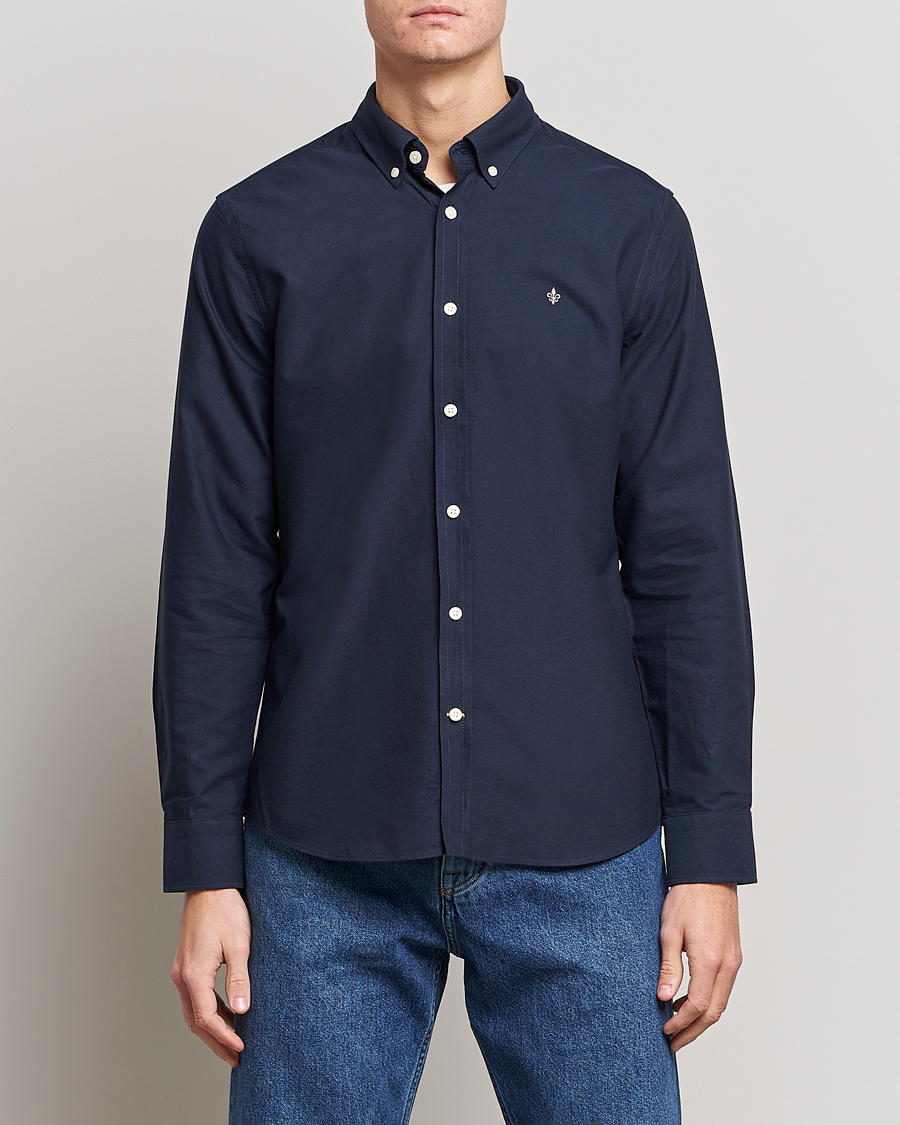 Hombres | Camisas | Morris | Oxford Button Down Cotton Shirt Navy
