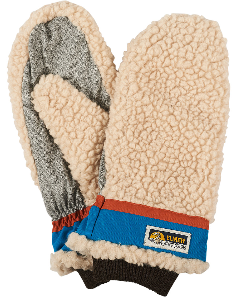 Hombres | Elmer by Swany Miyo Wool Teddy Mittens Beige/Blue | Elmer by Swany | Miyo Wool Teddy Mittens Beige/Blue
