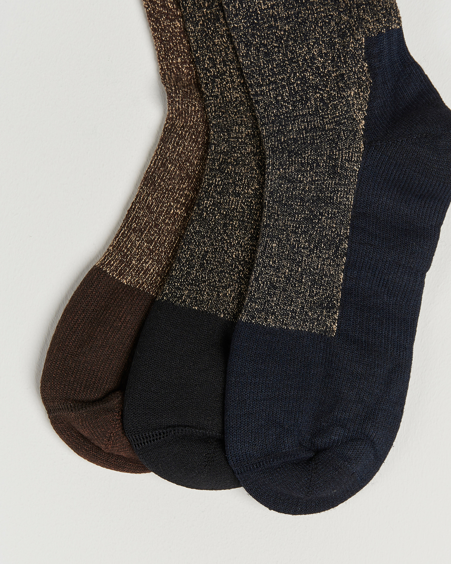 Hombres |  | Red Wing Shoes | Wool Deep Toe-Capped Crew 3-Pack Brown/Navy/Black
