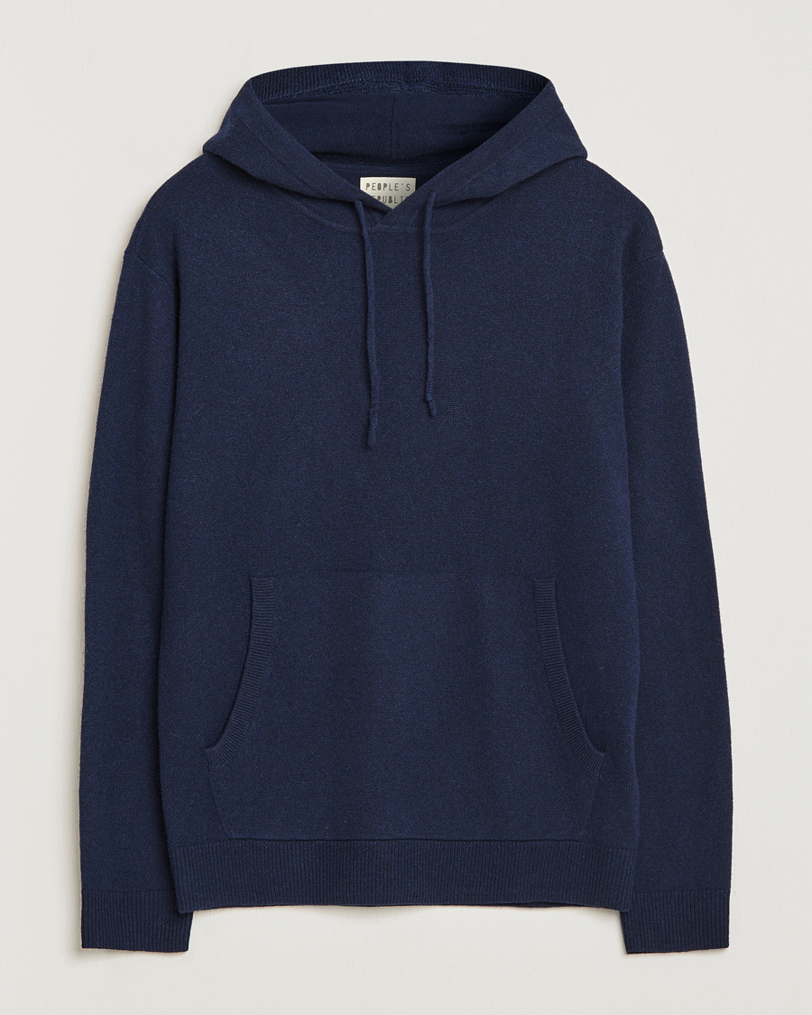 Hombres | Jerséis y prendas de punto | People's Republic of Cashmere | Cashmere Hoodie Navy