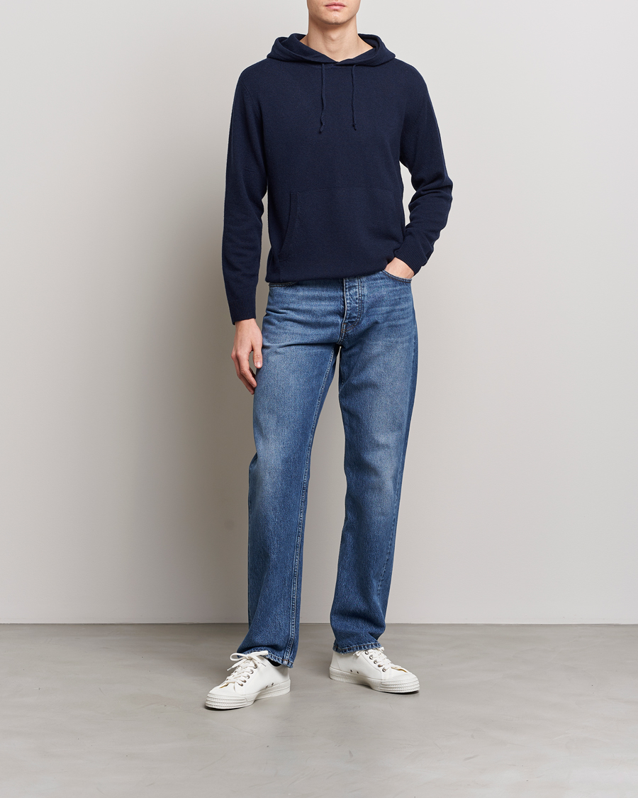 Hombres | Jerséis y prendas de punto | People's Republic of Cashmere | Cashmere Hoodie Navy