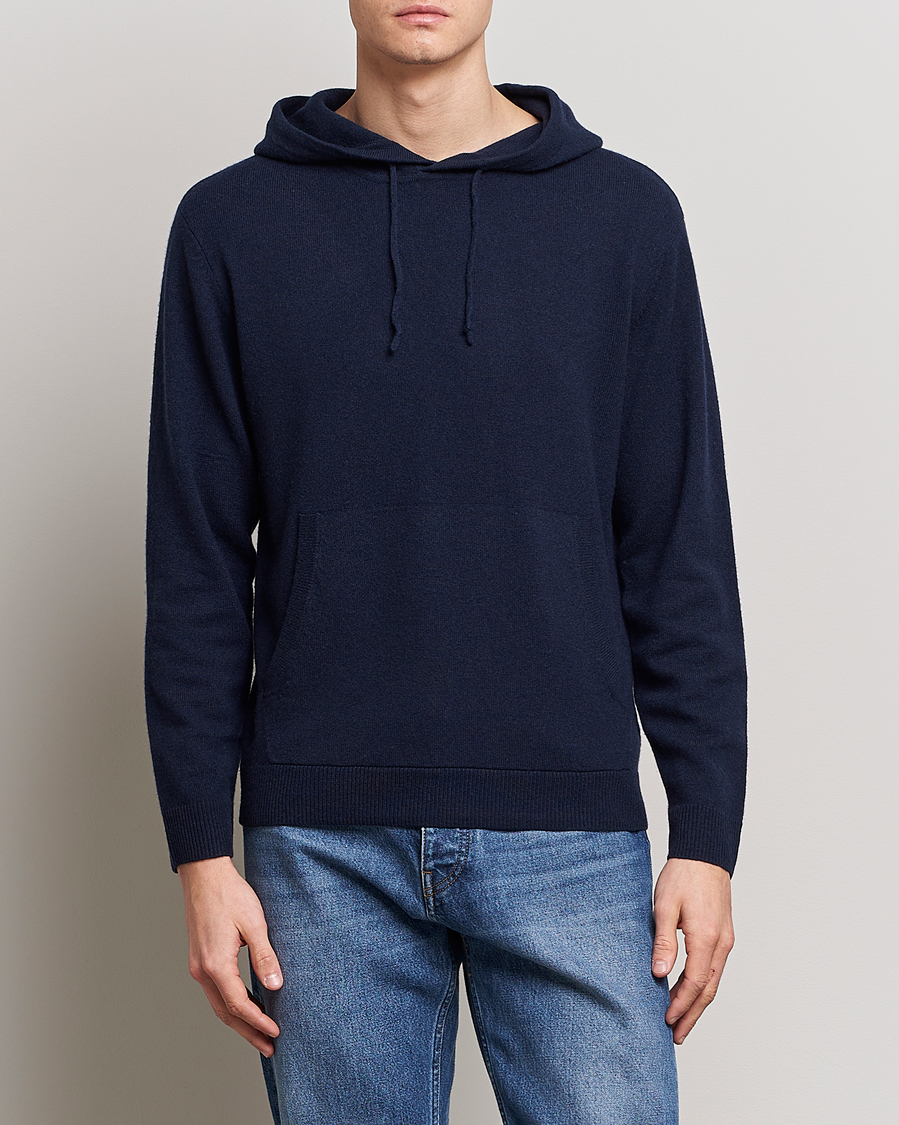 Hombres | Jerséis y prendas de punto | People's Republic of Cashmere | Cashmere Hoodie Navy