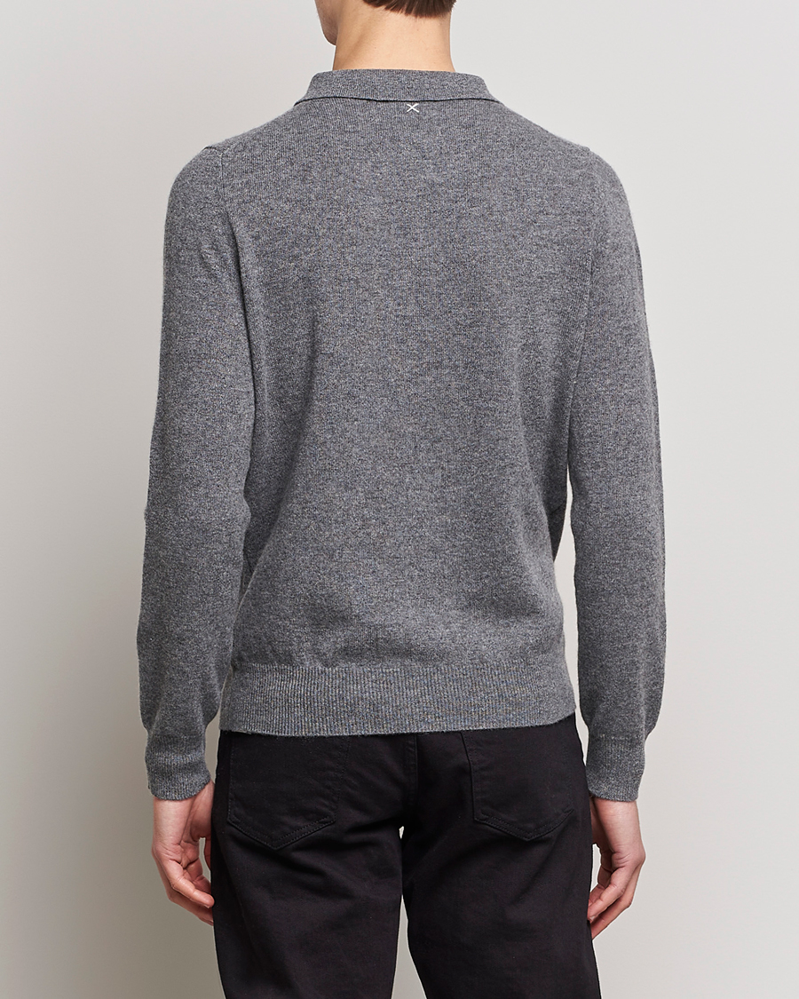 Hombres | Jerséis y prendas de punto | People's Republic of Cashmere | Cashmere Long Sleeve Polo Heather Grey