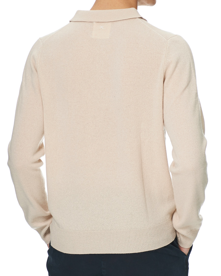 Hombres | Jerséis y prendas de punto | People's Republic of Cashmere | Cashmere Long Sleeve Polo Cream