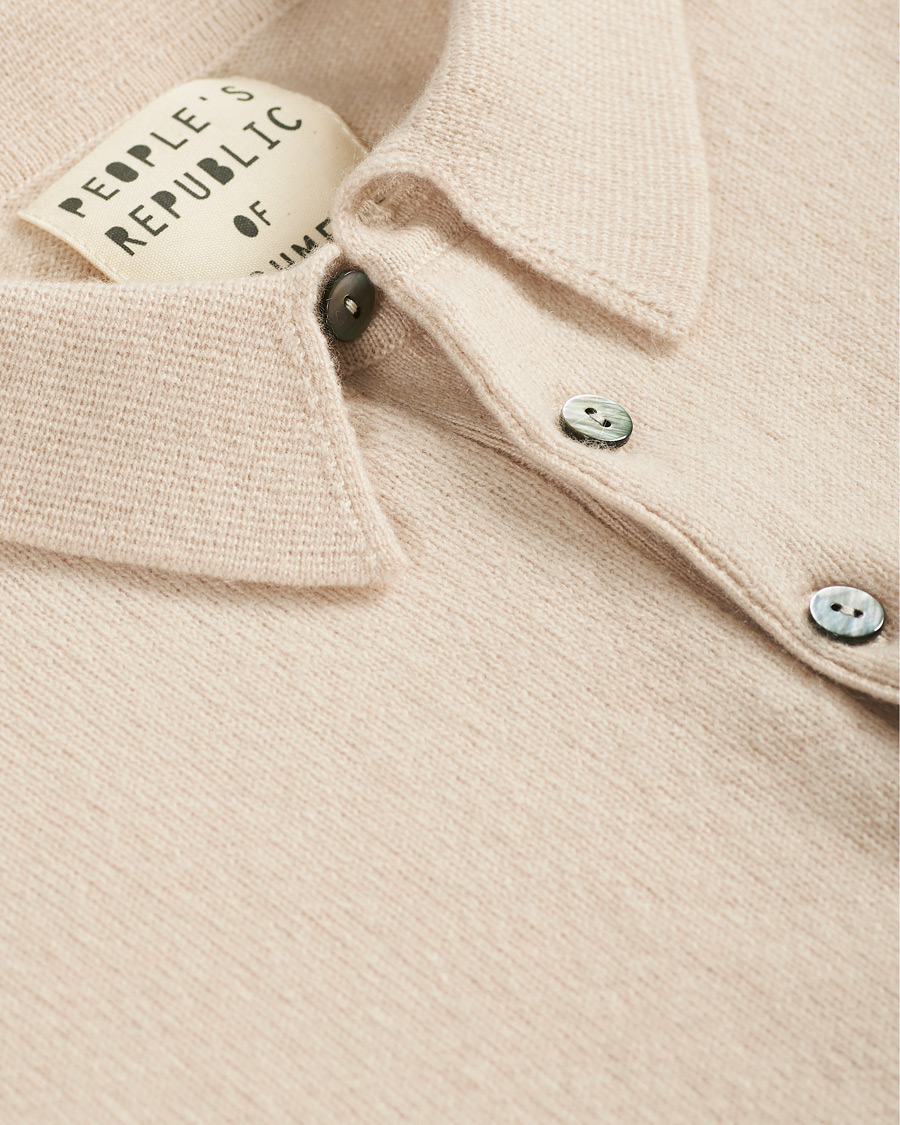 Hombres | Jerséis y prendas de punto | People's Republic of Cashmere | Cashmere Long Sleeve Polo Cream