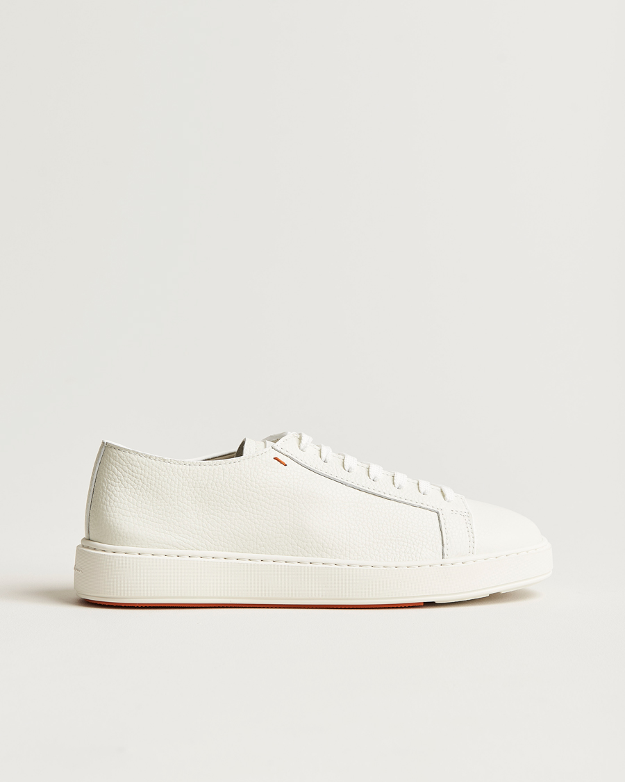Hombres | Zapatillas | Santoni | Low Top Grain Leather Sneaker White Calf