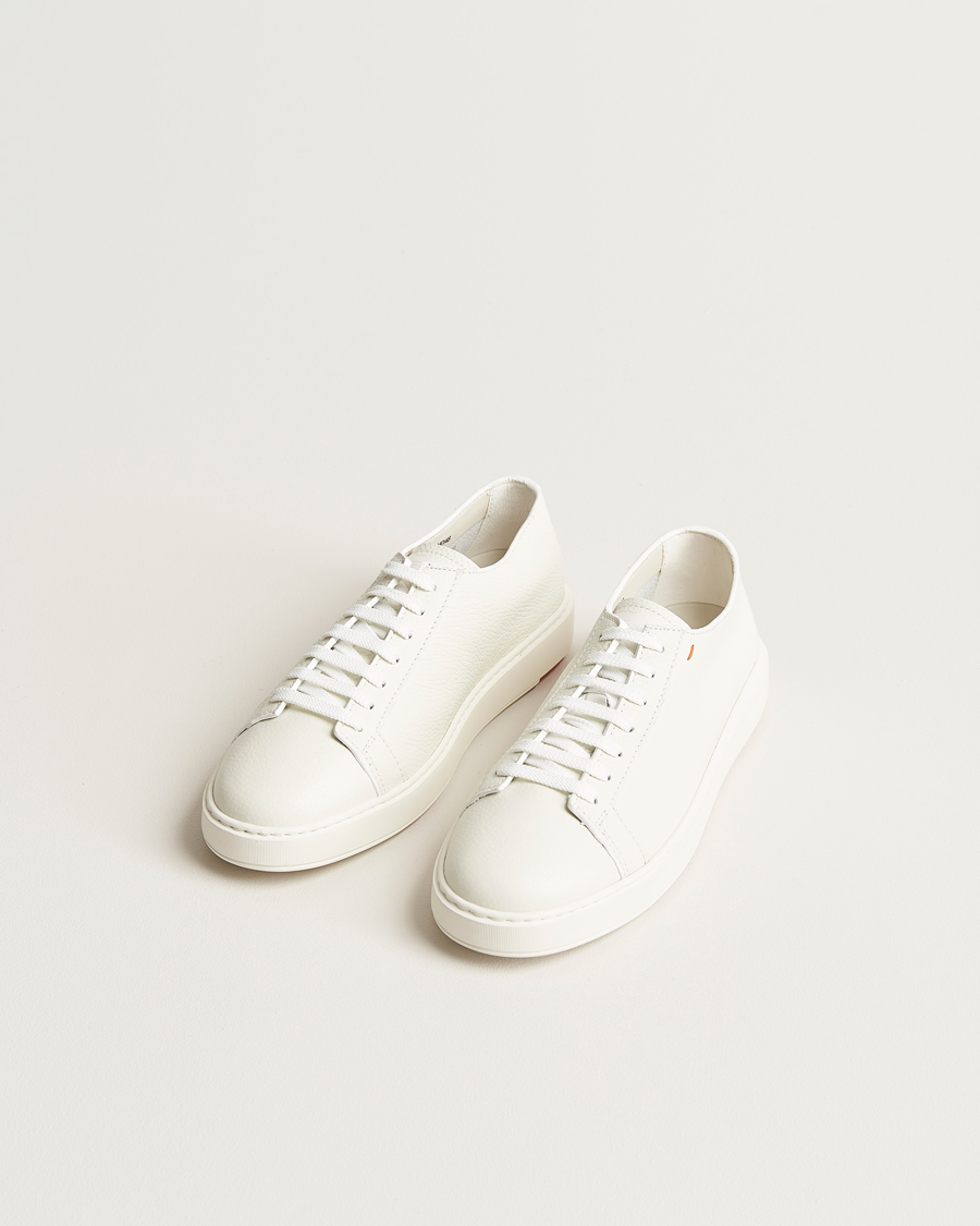 Hombres | Zapatillas | Santoni | Low Top Grain Leather Sneaker White Calf